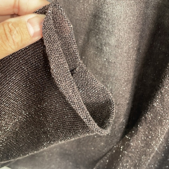 Eileen Fisher Plaited Linen Blend Metallic Sparkle Open Front Cardigan Sz L - Picture 6 of 10